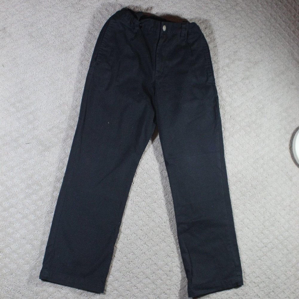 Cherokee Ultimate Chino Adjustable Waist Black Pleated Front Pants Sz 10H EUC